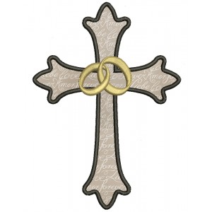 Wedding Cross With Two Bands Applique Machine Embroidery Digitized Design Pattern