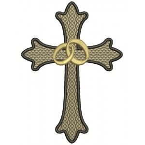 Wedding Cross With Two Bands Filled Machine Embroidery Digitized Design Pattern