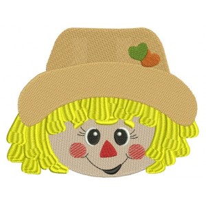 Cute Boy Scarecrow Head With Hearts Filled Machine Embroidery Digitized Design Pattern