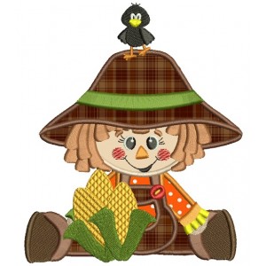 Cute Scarecrow Boy Fall Applique Machine Embroidery Digitized Design Pattern