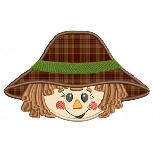 Cute Scarecrow Boy Head Applique Machine Embroidery Digitized Design Pattern