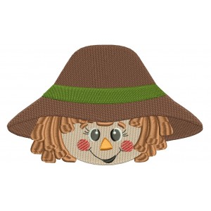 Cute Scarecrow Boy Head Filled Machine Embroidery Digitized Design Pattern