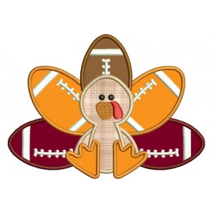 Football Turkey Applique Machine Embroidery Digitized Design Pattern