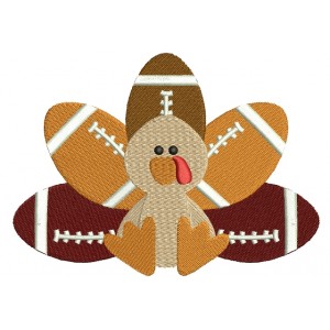 Football Turkey Filled Machine Embroidery Digitized Design Pattern