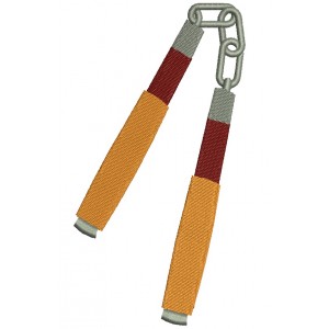 Karate Nunchucks Filled Machine Embroidery Digitized Design Pattern