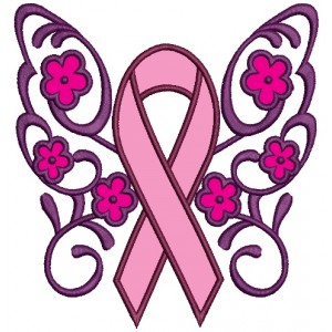 Support Breast Cancer Awareness Fancy Wings Applique Machine Embroidery Digitized Design Pattern