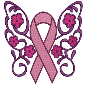 Support Breast Cancer Awareness Fancy Wings Filled Machine Embroidery Digitized Design Pattern