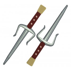 Two Swords Filled Machine Embroidery Digitized Design Pattern