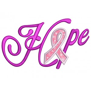 Breast Cancer Applique Hope with Ribbon Machine Embroidery Digitized Design Pattern