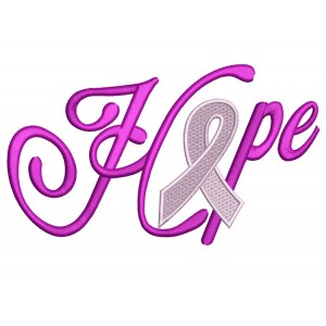 Breast Cancer Hope with Ribbon Machine Filled Embroidery Digitized Design Pattern - Instant Download