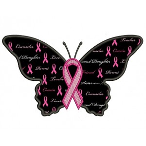 Butterfly Support Breast Cancer Applique Machine Embroidery Digitized Design Pattern