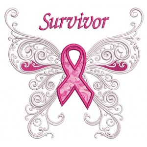 Survivor Breast Cancer Applique Butterfly with Wings Machine Embroidery Digitized Design Pattern