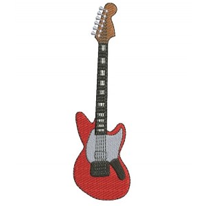 Electric Guitar Machine Embroidery Filled Musical Instrument Digitized Design Rock Star Pattern