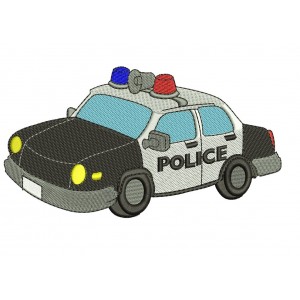 Police Cop Car Filled Machine Embroidery Digitized Design Pattern