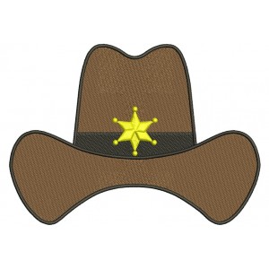 Sheriff Hat Machine Embroidery Filled Digitized Design Pattern