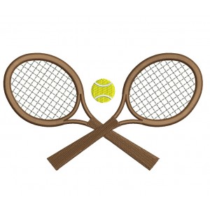 Two Tennis Rackets with a ball Filled  Machine Embroidery Digitized Design Pattern