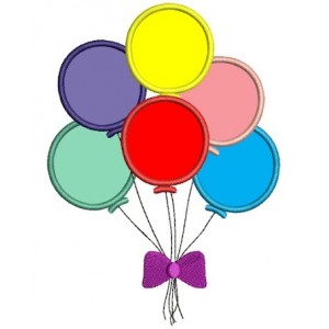 Balloons with bow Applique Machine Embroidery Design Digitized Pattern