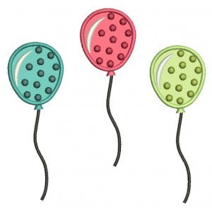 Balloons with dots Applique Machine Embroidery Design Digitized Pattern