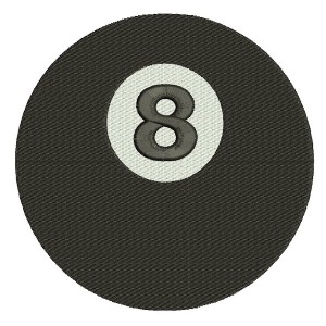 8 (Eight) Ball Billiard (Pool) Machine Embroidery Digitized Design Filled Pattern - Instant Download - comes in three sizes 4x4 , 5x7, 6x10 hoops