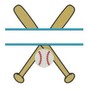Baseball Bats Split Crossed with a baseball Design Machine Embroidery Digitized Filled Pattern - Instant Download - 4x4 , 5x7, 6x10
