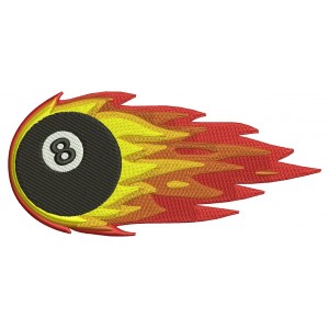 Billiard Pool 8 (Eight Ball) with Flames Machine Embroidery Digitized Design Filled Pattern