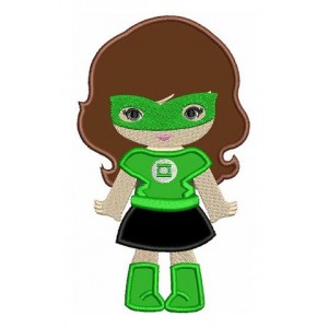Looks like Lantern Girl Super Hero Applique (hands out) - Machine Embroidery Digitized Design Pattern - Instant Download - 4x4 , 5x7, 6x10