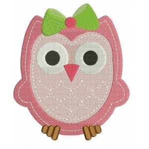 Baby Owl with cute Bow Machine Embroidery Digitized Design Filled Pattern - Instant Download - comes in three sizes 4x4 , 5x7, 6x10 hoops