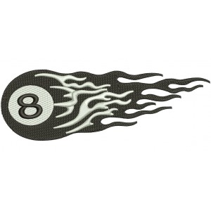 Billiard (Pool) 8 (Eight) Ball Long Flames Machine Filled Embroidery Digitized Design Pattern - Instant Download - 4x4 , 5x7,6x10 hoops