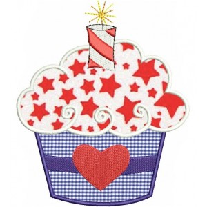 Firecracker Cake (birthday of 4th of July/independence day) Applique Machine Embroidery Digitized Design  Pattern  - Instant Download