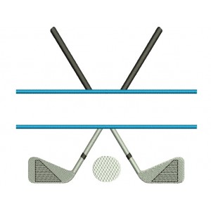 Golf Club Split Machine Embroidery Digitized Design Filled Sport Pattern - Instant Download - 4x4 , 5x7, 6x10