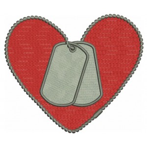 Love Military Heart (Dog Tags) Machine Filled Embroidery Digitized Design  Pattern  - Instant Download - 4x4 , 5x7, and 6x10 -hoops