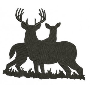 Buck and a doe in the field hunting Machine Embroidery Digitized Filled Design Pattern- Instant Download - 4x4 ,5x7,6x10 -hoops