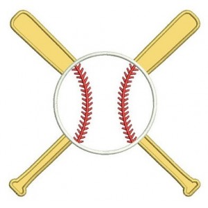 Baseball Bats Crossed in the middle Applique with a baseball Design Machine Embroidery Digitized Pattern - Instant Download - 4x4 , 5x7,6x10