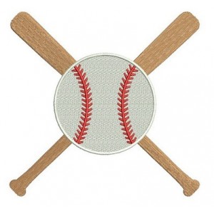 Baseball Bats Crossed in the middle with a baseball Design Machine Embroidery Digitized Filled Pattern - Instant Download - 4x4 , 5x7, 6x10