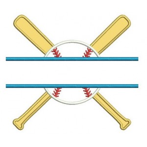 Baseball with Bats Split Applique with a baseball Design Machine Embroidery Digitized Pattern - Instant Download - 4x4 , 5x7, 6x10