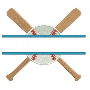 Baseball with Bats Split with a baseball Design Filled Machine Embroidery Digitized Pattern - Instant Download - 4x4 , 5x7, 6x10