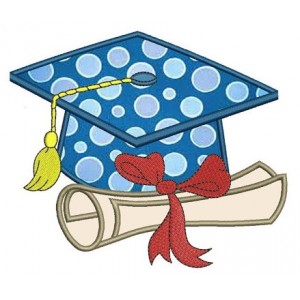 Graduation Cap Applique with diploma Machine Embroidery Digitized Design Pattern -Instant Download- 4x4,5x7,6x10