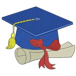 Graduation Cap with diploma Machine Embroidery Digitized Filled Design Pattern -Instant Download- 4x4,5x7,6x10
