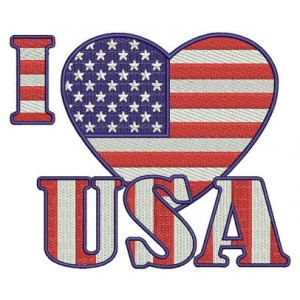 I love USA American Flag Patriotic heart Filled Machine Embroidery Digitized Design Pattern - Instant Download - 4x4 , 5x7, 6x10