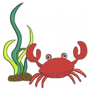 Little Crab with Grass Marine Machine Embroidery Filled Digitized Design Pattern - Instant Download - 4x4 , 5x7, and 6x10 -hoops