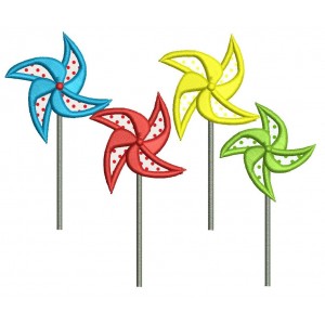 Pinwheel (windmill) Applique Machine Embroidery Digitized Design Pattern (necktie) - Instant Download - 4x4 , 5x7, and 6x10 -hoops