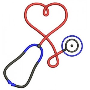 Stethoscope Heart Medical Embroidery- Instant Download Machine Embroidery Design 4x4 , 5x7, and 6x10 hoops, Nurses, Doctors, LPn