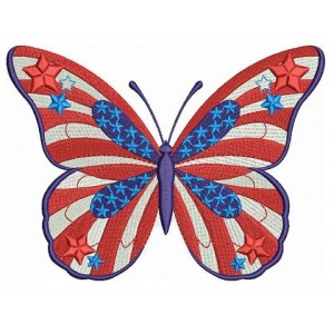 USA Patriotic Butterfly Filled Machine Embroidery Digitized Design Pattern - Instant Download - 4x4 , 5x7, and 6x10 hoops