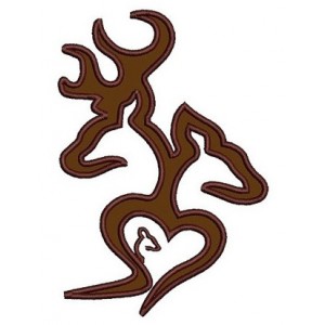 Baby Browning Doe, Buck, deer with Heart digitized machine embroidery design - Instant Download -4x4 , 5x7, and 6x10 hoops