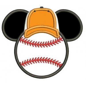 Baseball with what looks like Minnie Mouse Ears Applique Machine Embroidery Digitized Pattern- Instant Download - 4x4 ,5x7,6x10 -hoops