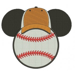 Baseball with what looks like Minnie Mouse Ears Machine Embroidery Filled Digitized Pattern- Instant Download - 4x4 ,5x7,6x10 -hoops