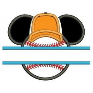 Baseball with what looks like Minnie Mouse Ears Split Applique Machine Embroidery Digitized Pattern- Instant Download - 4x4 ,5x7,6x10 -hoops
