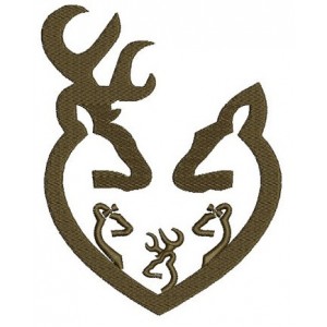 Buck and Doe wih three (3) kids Hunting Filled machine embroidery digitized design pattern - Instant Download -4x4 , 5x7, 6x10 hoops