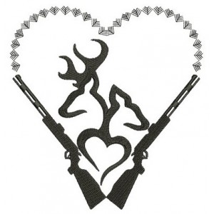 Rifle Heart Buck and Doe Hunting Filled machine embroidery digitized design pattern - Instant Download -4x4 , 5x7, and 6x10 hoops