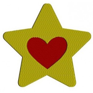 Star With Heart Machine Embroidery Digitized Filled Design Pattern - Instant Download - 4x4 , 5x7, 6x10